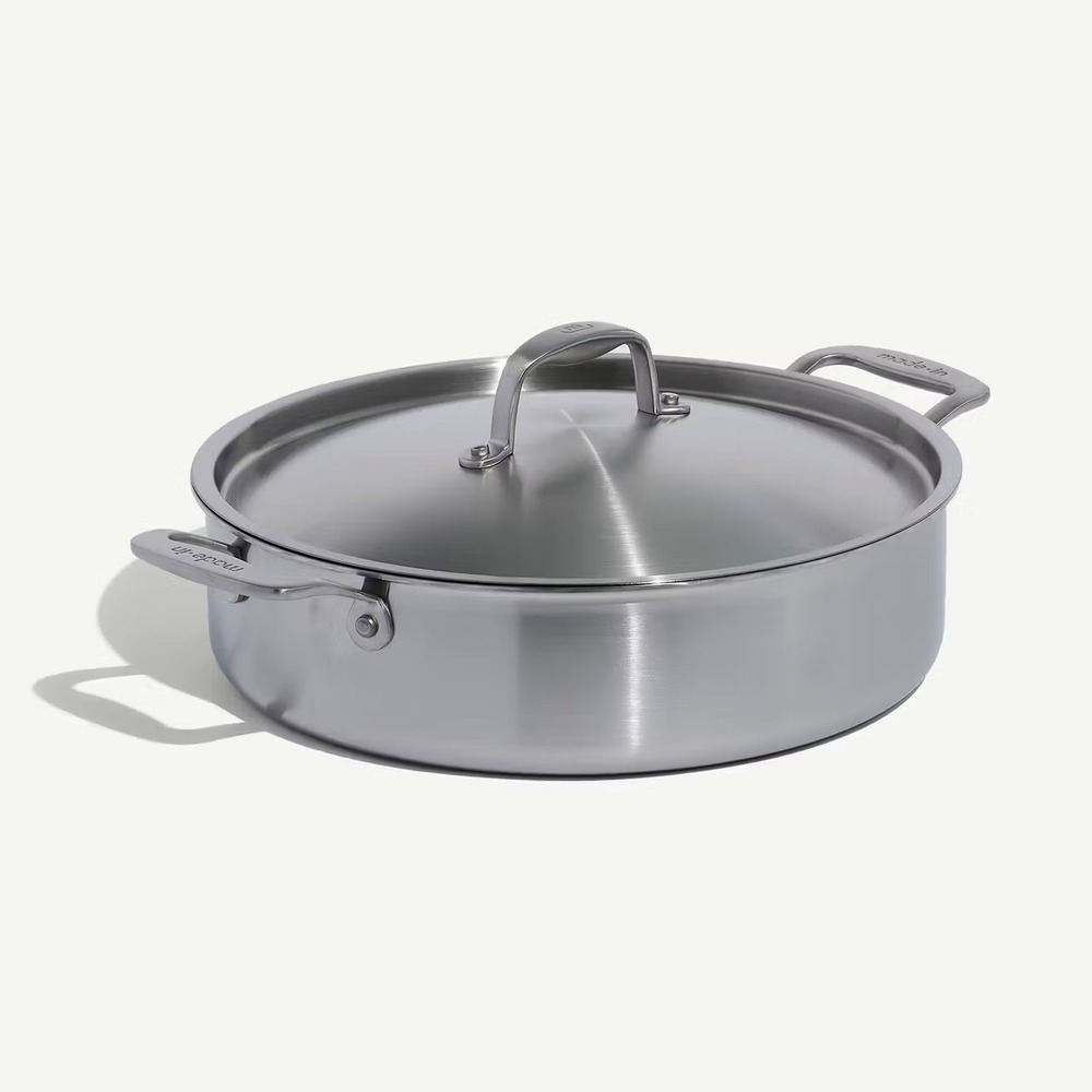 Made In 6 QT Stainless Steel Rondeau with Lid Silver Italy Clad Cookware
